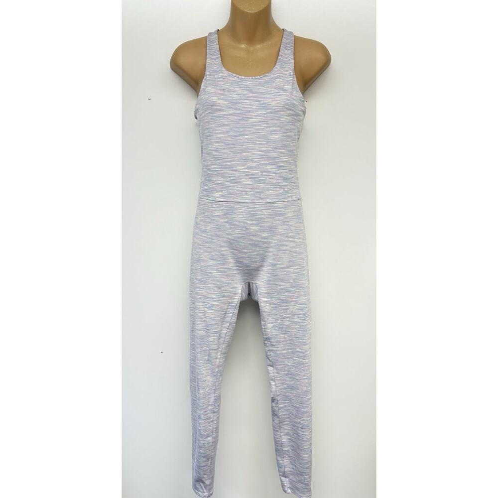 Outdoor Voices Pink and purple striped Freeform Unitard Yoga Jumpsuit Size Small